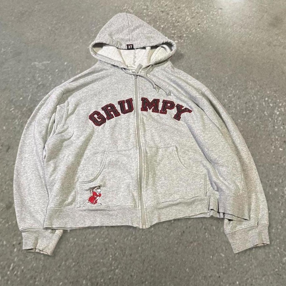 Vintage Disney Grumpy Full Zip Hoodie Grey Women XL Disney Store Exclusive